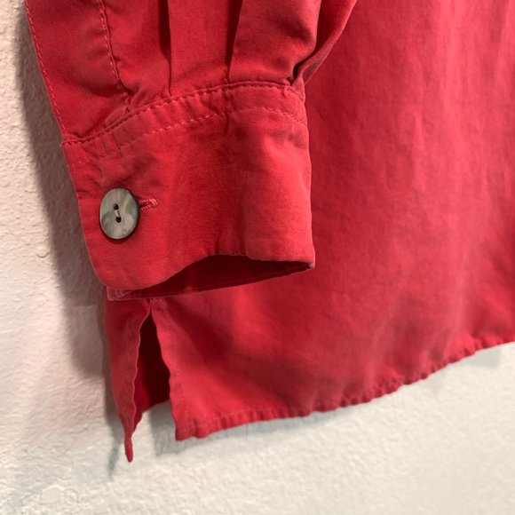 Collection Point of View 100% Silk Blouse Coral Pink Womens Med Fits like L / XL - Picture 8 of 9